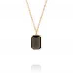 Necklace with rectangular black cubic zirconia - gold plated