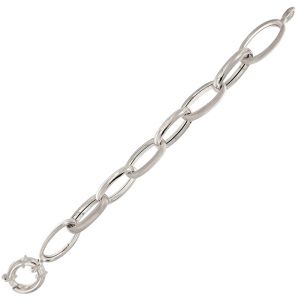 Bracelet with alternating satin and polished oval link chain - 31x17 mm