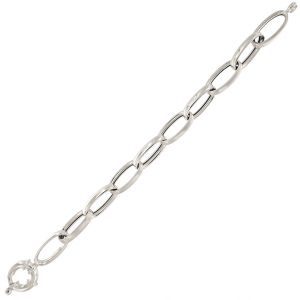 Bracelet with alternating satin and polished oval link chain - 12x23 mm