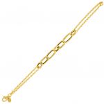 Bracelet with rolò chain at the sides and 7 oval links in the centre - gold plated