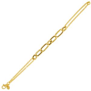 Bracelet with rolò chain at the sides and 7 oval links in the centre - gold plated