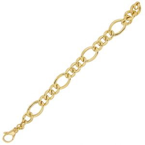Bracelet with 3 groumette links alternating with oval link - gold plated