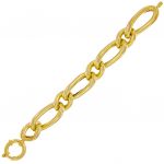 Bracelet with 5 mm thick link chain of two different sizes that alternate - gold plated