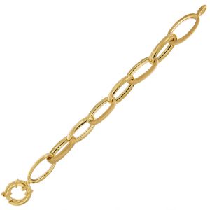 Bracelet with alternating satin and polished oval link chain - 31x17 mm - gold plated