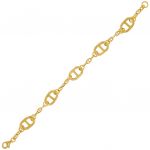 Crossbar bracelet with thin link chain alternating with thick link chain - gold plated
