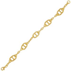 Bracciale con catena traversino sottile alternata a maglie grandi - placcato oro