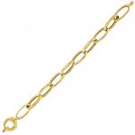 Bracelet with alternating satin and polished oval link chain - 12x23 mm - gold plated