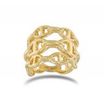 Ring with three row of crossbar link - gold plated 