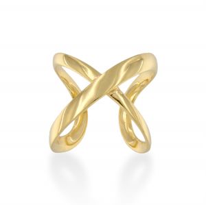 X shaped ring - gold plated 