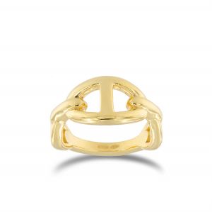 Crossbar link ring - gold plated 