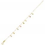 Bracelet with 8 hainging multicolor cubic zirconia - gold plated
