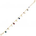 Bracelet with enamel hearts, stars and natural pearls - gold plated