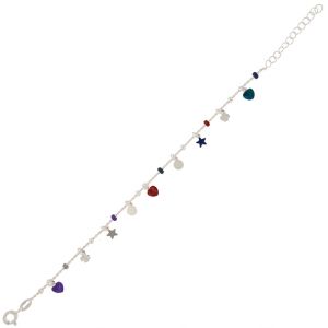 Bracelet with alternating enamel and glossy pendants