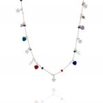 Necklace with tars, pearls enamel heart and balls