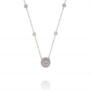 Necklace with cubic zirconia along the chain and a larger one in the centre