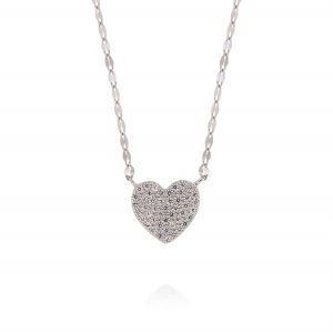 Elaborate chain necklace with heart with cubic zirconia