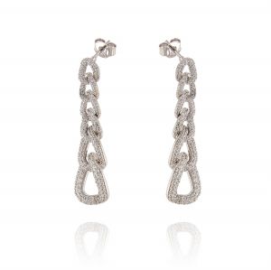 Six curb chain earrings with cubic zirconia