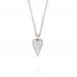 Necklace with elongated heart shaped mother of pearl