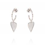 Hoop earrings with elongated heart shaped mother of pearl