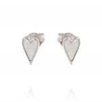 Earrings with elongated heart shaped mother of pearl