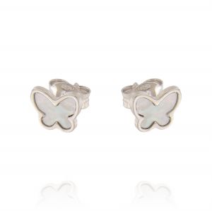 Earrings with butterfly shaped mother of pearl