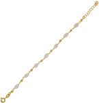 Bracelet with oval pearls alternating by diamond cut balls - gold plated