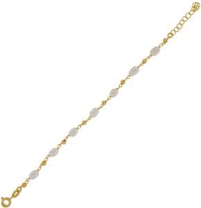 Bracelet with oval pearls alternating by diamond cut balls - gold plated