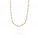 Necklace with oval pearls alternating by diamond cut balls - gold plated