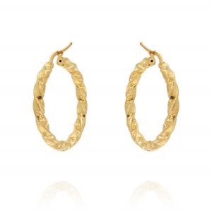 Twisted and dotted hoop earrings - gold plated