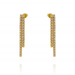 Tennis earrings with two rows of cubic zirconia - gold plated