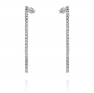 Tennis earrings with a long row of cubic zirconia