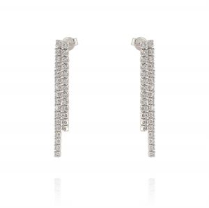 Tennis earrings with two rows of cubic zirconia