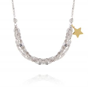 Necklace with 5 diamond-cut chains in the middle and a gold plated star