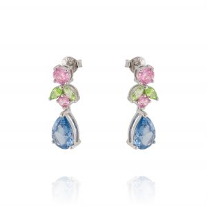 Earrings with hanging multicolor cubic zirconia  