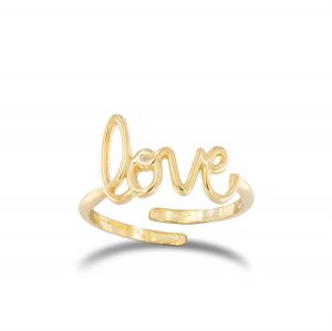 Ring with "love" word written in cursive - gold plated