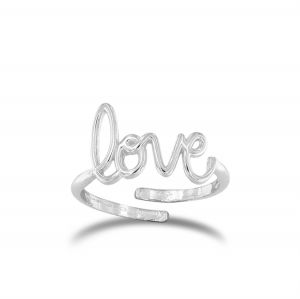 Ring with "love" word written in cursive