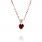 Necklaces with white and red hearts - rosé plated