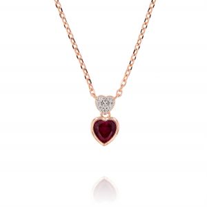 Necklaces with white and red hearts - rosé plated