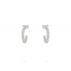 Hoop earrings with white cubic zirconia - big size