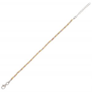 Three color diamond cut sphere bracelet - 3 mm