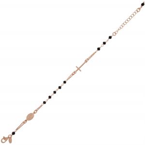 D&G rosary bracelet with black stones - rosé plated