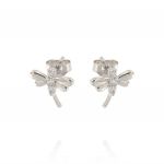 Dragonfly earrings with cubic zirconia body and glossy wings