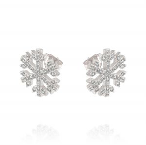 Snowflake shaped earrings with cubic zirconia
