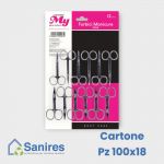 Forbici manicure 6 punta curva+6 punta dritta 9,5 cm Acciacio Inox CTN 12 Pz (1x12)