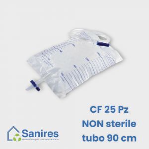Sacca urina LT. 2 NON sterile, rubinetto a T, tubo 90 cm CF 25 Pz