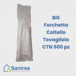 BIS Riutilizzabile in PP Lavabile - Set Forchetta + Coltello + Tovagliolo 30x30 cm 2 Veli - Cartone da 500 Pezzi