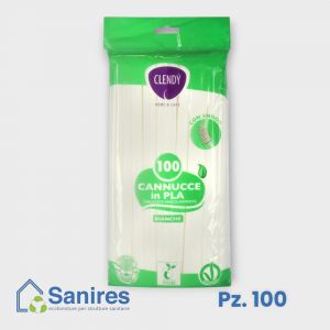 Cannucce monouso in PLA pieghevoli con snodo bianche imb. sing 